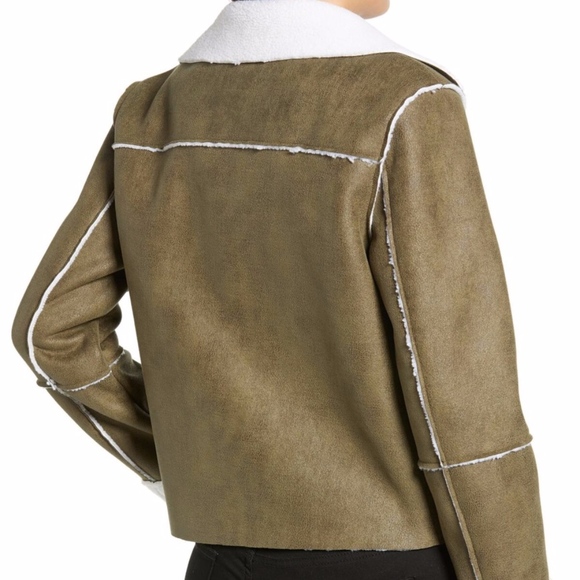 Vigoss // Faux Shearling Moto Jacket in Green - Picture 3 of 7